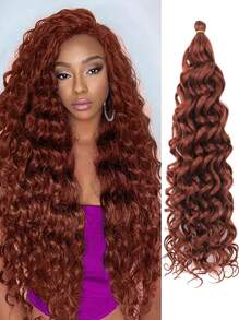 女士卷曲钩针发 GoGo 卷曲钩针发 天然黑色深波浪编织发 合成波西米亚钩针辫子水波钩针接发（18 英寸、24 英寸） - 彩色 - 查看 2