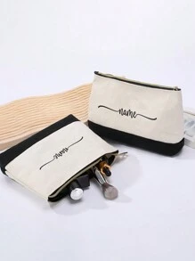 Dostosuj swoją ekskluzywną nazwę i tekst, lekki płócienny wodoodporny zamek błyskawiczny, portfel na monety o dużej pojemności, etui na długopis, odpowiedni na zakupy, randki, wakacje, podróże, festiwale, imprezy, prezenty itp., modna i popularna torba do przechowywania, wielofunkcyjna, lekka i przenośna, może pomieścić szminkę, kosmetyki itp.