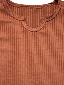 Children's Set For Girls Consisting Of A Ribbed Tank Top And A Short Skirt - Óxido marrón - Ver 5