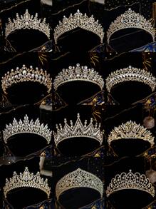 1 pieza Corona dorada de tiaras para mujeres, diadema de cristal con corona de princesa de strass, accesorios para el cabello, joyería, novia, boda, cumpleaños, fiesta, baile de graduación, Navidad, Ramadán