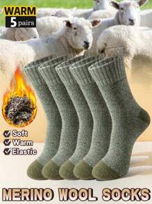 5pcs/1 Upgraded Set Thick, Warm, Breathable & Odor-Resistant Crew Socks For Men & Women, Comfortable For Daily Life, Sports & Extreme Cold Weather