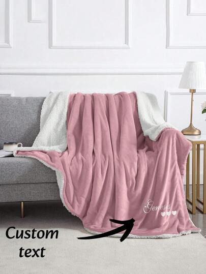 1 pieza Manta personalizada, Manta de tiro bordada con nombre, Manta de forro polar Sherpa Bedsure para sofá: Manta gruesa y cálida para invierno, manta suave y esponjosa de felpa para todo el año