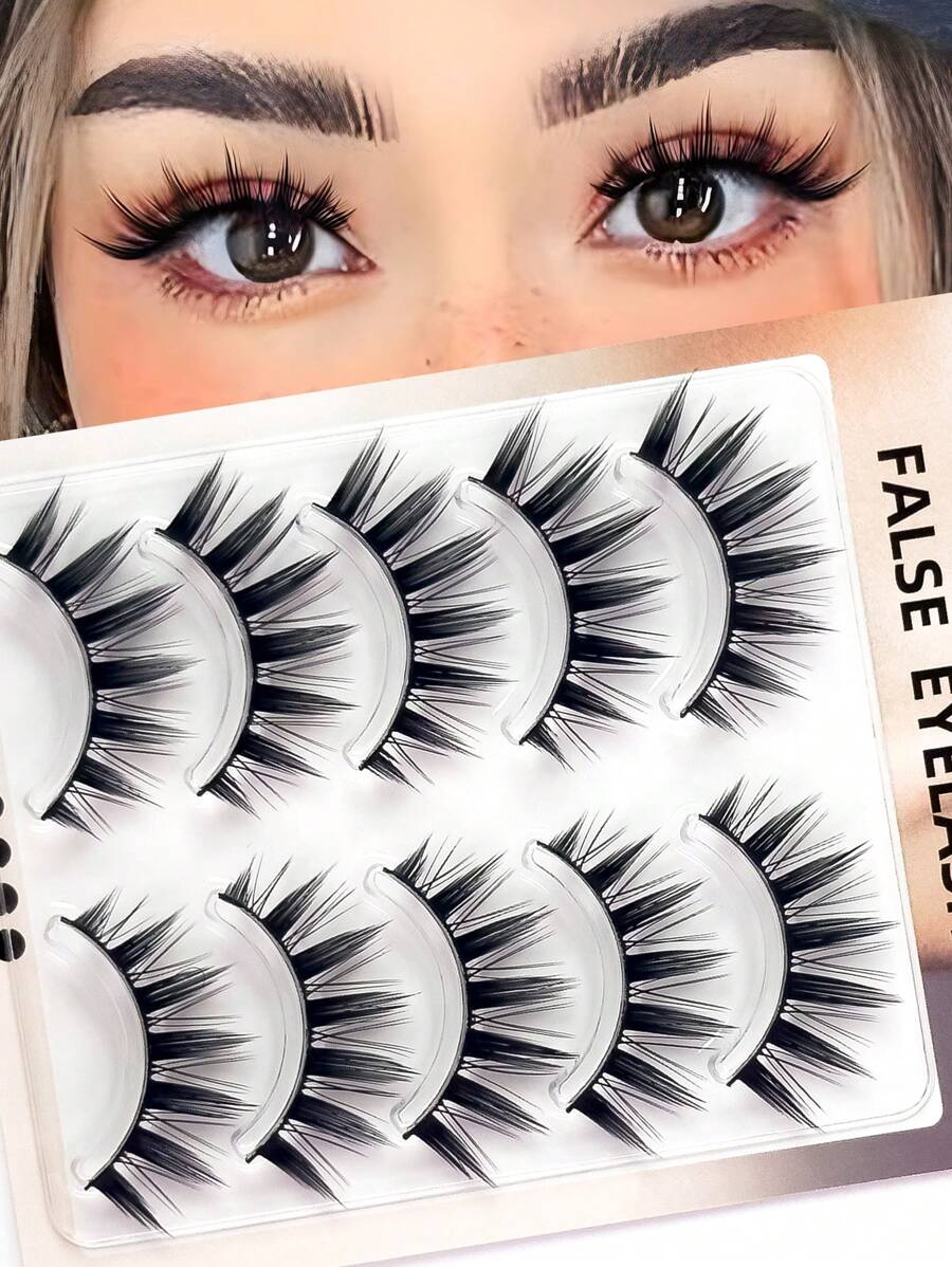 5 Cặp Lông Mi Giả Phong Cách Anime, Lông Mi Mắt Quỷ Dày & Dài, Lông Mi Cosplay Trang Điểm Dự Tiệc, Lông Mi Dán Toàn Bộ, Trang Điểm Tức Thì - lông mi mềm mại - Xem 1