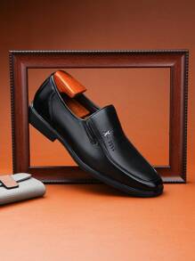 Giày Da Nam, Giày Công Sở Thoáng Khí, Đế Mềm, Phong Cách Anh Quốc, Giày Slip-On, Mũi Tròn, Đen, Đơn Giản, Giày Công Sở Chuyên Nghiệp - màu đen - Xem 7