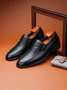 Giày Da Nam, Giày Công Sở Thoáng Khí, Đế Mềm, Phong Cách Anh Quốc, Giày Slip-On, Mũi Tròn, Đen, Đơn Giản, Giày Công Sở Chuyên Nghiệp - màu đen - Xem 6