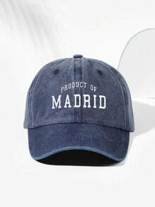 1pc Printed "PAODUCT OF MADRID" Washed Baseball Cap, Breathable Adjustable Outdoor Golf Sun Hat For Men & Women, Fashion Curved Brim Unisex Y2K Sun Visor, Suitable For All Seasons - Print - View 18