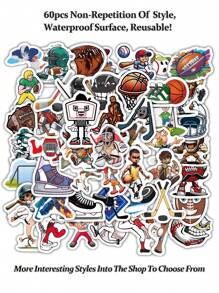 60pcs/Pack Cartoon Movement Stickers, Funny & Cute Cartoon Stickers, Sticker For Kids, Small Sticker, Suitable For DIY Phone Cases Stickers, IPad Stickers, Guitar Sticker, Suitcase Stickers - Multicolor - View 12