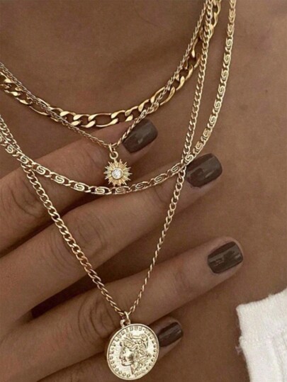 1pc Fashionable Versatile Punk Style Layered Necklace