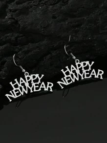 1 Pair Of Fashionable Pendant Earrings, Personalized Name Text, Two Layered Custom Text, 18k Gold Stainless Steel Custom Jewelry, Including Exquisite Gift Box Set, To Be Given As A Daily Gift