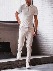 Pantaloni casual da uomo con tinta unita, tasche oblique, versatili e alla moda, adatti per tutte le stagioni