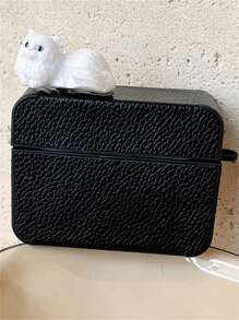 Cute Cartoon 3D Cat Headphone Case Compatible With Airpods 1 2 3 Pro 2 Stylish Litchi Pattern Protective Back Cover