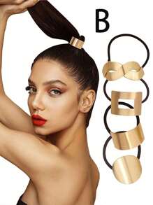 4pcs Asymmetrical Hair Scrunchies, Fashionable Hair Ties, Versatile Hair Bands For Buns - Multicolor - View 11