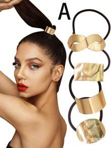 4pcs Asymmetrical Hair Scrunchies, Fashionable Hair Ties, Versatile Hair Bands For Buns - Multicolor - View 10