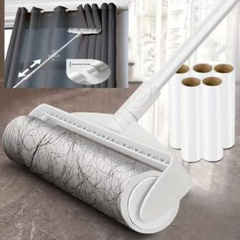 9.45inch/7.48inch Long Bar Handle Roller Sticky Hair Maker Diagonal Tear Design Sticky Sticky Hair Device Pet Hair Removal Roller Sofa Carpet Dust Roller Sticky Tearable Paper Brush Cleaning Roller