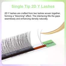 12Lines NAGARAKU 2DW False Eyelash Extension, Natural, Soft, Lightweight, High-Quality, Hand Woven, Y-Shaped And 2D, Makeup Net Lash Clusters, Eyelash Clusters, Individual Eyelashes, Lashes, Fake Lashes - C - View 3