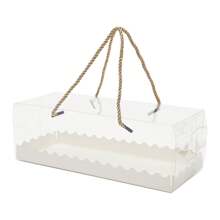 ZhdnBhnos 60 Pcs Portable Rectangular Transparent Pastry Bread Cake Roll Box With String - Clear - View 4