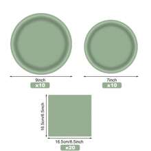10pcs/20pcs/40pcs,Sage Paper Plates Sage Green Paper Plates And Napkins Party Supplies Sage Green Disposable Plates For Bridal Shower,Birthday Shower, Birthday - Multicolor - View 7