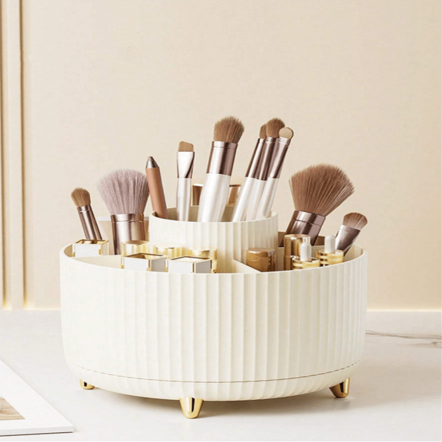 1 Stück Regal Kosmetik Organizer, Blauer Stifthalter für den Schreibtisch, Lippenstift Etui, Kosmetikpinsel Aufbewahrung, Drehbarer Behälter