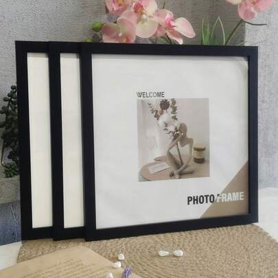 3Pcs/Set Wall Gallery Square Photo Frames 15X15 20X20 25X25 30x30cm Pictures Frame For Table Top Display And Wall Mounting Frames Photo Decor Commemorative Gift, Minimalist Picture Frames, Tasteful Selection For Wall Adornment (Photo Paper Not Included) ,Multi Collage Gallery Photo Frames, Exquisite Picture Frames For Wall, Portrait Frame For Photo Wall Gifts Birthday Graduation