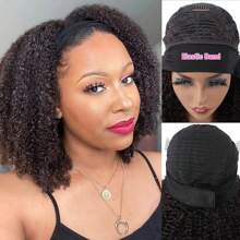 180%密度非洲蓬松卷曲真人发假发，10A级无胶自然卷曲真人发假发（女士款） - Natural Black - 查看 3