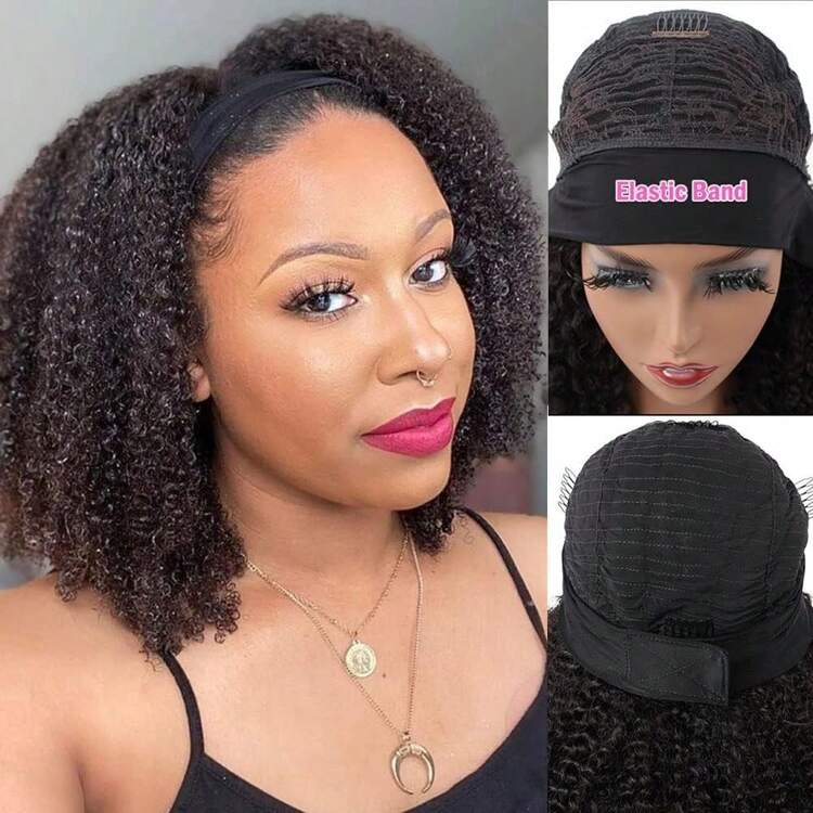 180% Density Afro Kinky Curly Human Hair Wig, 10A Grade Glueless Natural Curly Human Hair Wig For Women - Natural Black - View 2