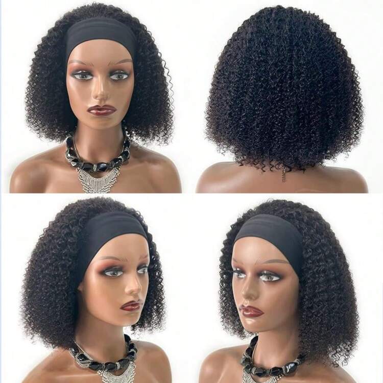 180% Density Afro Kinky Curly Human Hair Wig, 10A Grade Glueless Natural Curly Human Hair Wig For Women - Natural Black - View 3