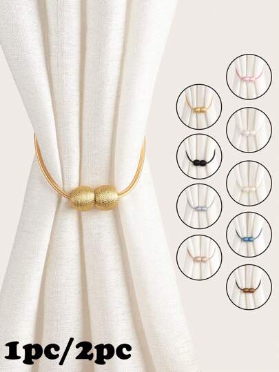 1pc/2pcs Magnetic Simple Round Ball Curtain Tiebacks, Multi-Color &Size Options, Suitable For Curtain Fixing Rama Decoration Gifts Birthday Graduation