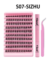 30/40/50/60/80/100D 8-16 mm D Curl Kit de extensión de pestañas con unión de pestañas y pegamento de sellado, grupos de pestañas, herramientas de maquillaje, kit de extensión de pestañas DIY para pegar pestañas,pestañas pestans extensiones de pestañas