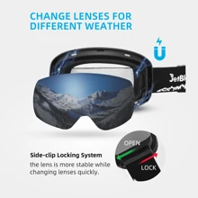 JetBlaze Gafas de esquí, gafas de esquí para hombres y mujeres, gafas para usuarios de gafas, gafas de snowboard para adultos, OTG, UV400, compatibles con casco protector, lente esférica antivaho, lente reflectante