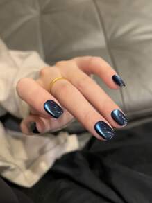 MISS SHAKA Internet Celebrity Hit Product Lanyue River Red Cat Eye Gel 2024 New Style Show White With Blue Glass Beads Cat Eye Gel Nail Polish Small Set Nail Salon Special Valentine's Day Valentines Nails - 彩色 - 查看 9