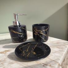 3-Piece Luxury Ceramic Bathroom And Washbasin Set Kit - màu đen - Xem 3