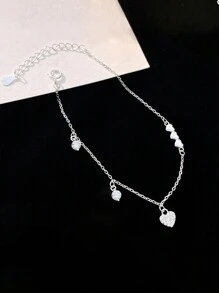 1 件 S925 纯银 Ins CZ 心形装饰手链，优雅时尚链式手链，适合日常佩戴，四季皆宜 - 愛心 - 查看 9