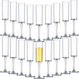 Reusable 5.5oz Acrylic Champagne Flutes With Stripes, Unbreakable Stemmed Glasses, Modern And Elegant For Wedding, Anniversary, Christmas, Birthday Parties