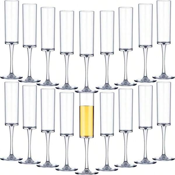 Copas de champán reutilizables de acrílico de 5.5 oz con diseño de rayas, vasos altos irrompibles, elegantes copas para brindis en bodas, aniversarios, Navidad, cumpleaños