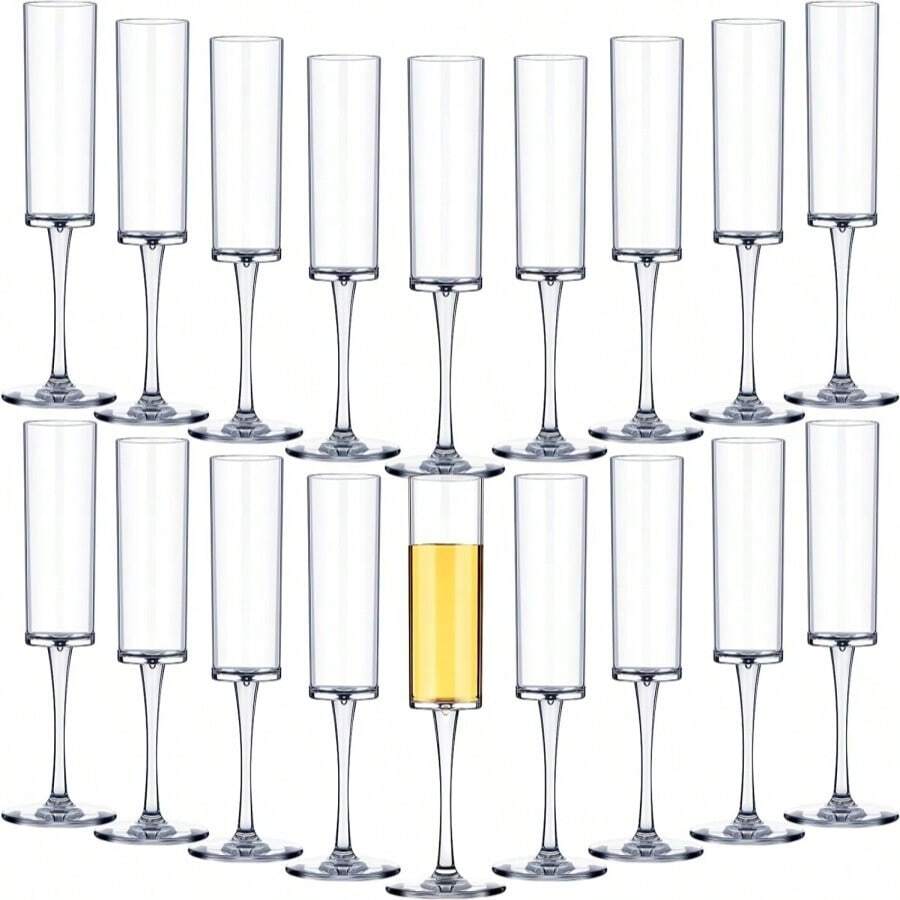 可重复使用的 5.5 盎司亚克力条纹香槟杯，坚固耐用的高脚杯，现代而优雅，适合婚礼、周年纪念、圣诞节、生日派对