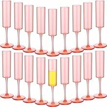 可重复使用的 5.5 盎司亚克力条纹香槟杯，坚固耐用的高脚杯，现代而优雅，适合婚礼、周年纪念、圣诞节、生日派对