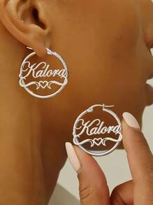 1 chiếc khuyên tai hình trái tim và tên bằng thép không gỉ mạ vàng bạc vàng hồng - Hoàn hảo cho quà tặng sinh nhật, tốt nghiệp và về quê vào dịp Giáng sinh, Ngày của Mẹ - Nhiều màu - Xem 8