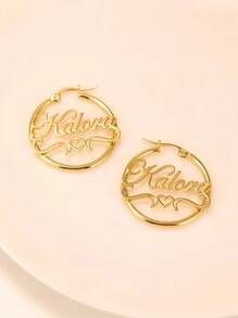 1 chiếc khuyên tai hình trái tim và tên bằng thép không gỉ mạ vàng bạc vàng hồng - Hoàn hảo cho quà tặng sinh nhật, tốt nghiệp và về quê vào dịp Giáng sinh, Ngày của Mẹ - Nhiều màu - Xem 6