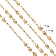 1m Stainless Steel Chain Accessories Stainless Steel Three-Dimensional Diamond Chain Leaf Chain Double Ring Love Chain Electroplated 18K Gold Bone Chain Chain Non-Fading Chain DIY Jewelry Accessories - Chain - View 9