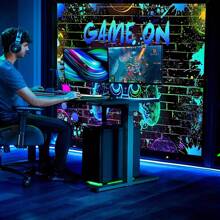 1 tấm Banner phông nền tiệc chơi game điện tử - Đồ trang trí tường bằng polyester phát sáng neon dành cho game thủ, thích hợp cho sinh nhật nâng cấp, đêm chơi game, trò chơi điện tử - Trang trí phòng đa năng và sân vườn, phông nền chụp ảnh theo chủ đề trò chơi không cần điện - Áp dụng cho các dịp chung và nhiều lễ hội khác nhau - Nhiều màu - Xem 8