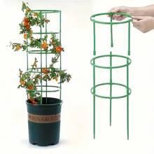 Green Plastic Plant Support Stakes, Semi-Circular Plant Support Rings, Climbing Plant Tomato Cages, Flower & Vegetable Vines, Potted Plant & Garden Trellis