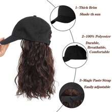 Hat Wig With Ponytail Wig Hat For Women Hats With Hair Ponytail Baseball Cap Hats Wig Synthetic Hat Wig For Women Adjustable Black Baseball Hat Wig - Multicolor - View 6