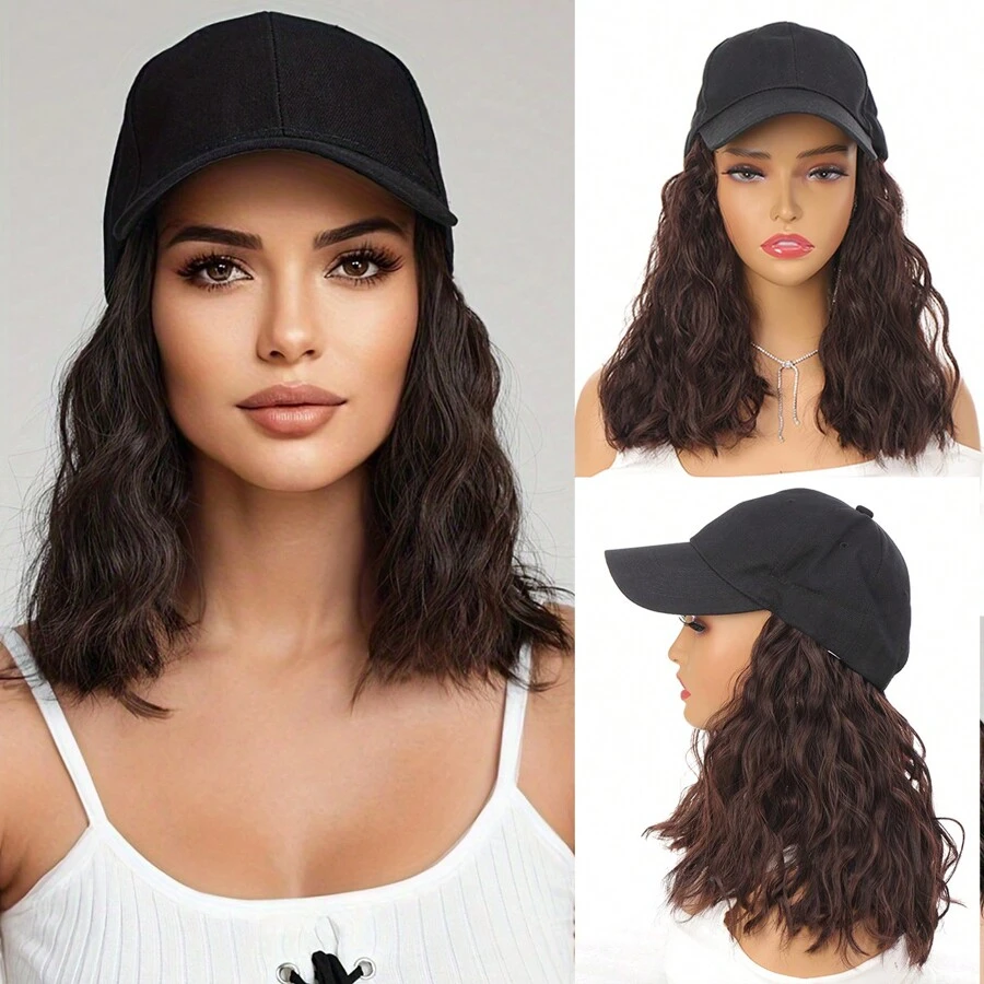 Hat Wig With Ponytail Wig Hat For Women Hats With Hair Ponytail Baseball Cap Hats Wig Synthetic Hat Wig For Women Adjustable Black Baseball Hat Wig