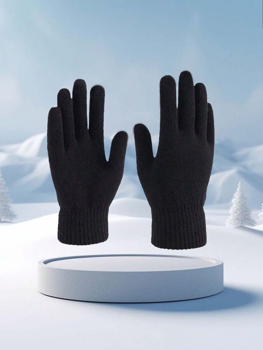 1/5 Cặp Găng tay mùa đông màu đen trơn Unisex, Thích hợp sử dụng hàng ngày, Du lịch ngoài trời, Đi bộ đường dài, Trượt tuyết, Quà tặng, Ngày lễ, Tụ họp - Nhiều màu - Xem 1