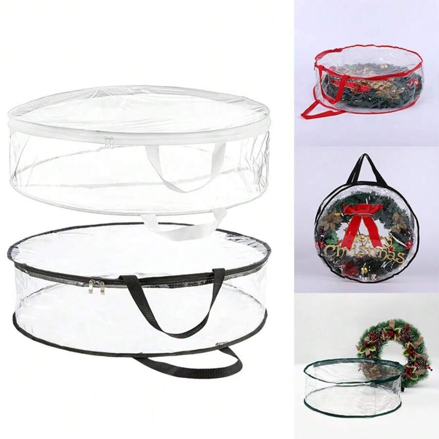1PC Wreath Storage Bag Waterproof Zipped Round Decoration Storage Bag - Black - View 1