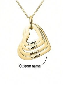1Pc Personalized Gold Stainless Steel Customized Engraving 1-4 Name Multi-Layered Heart Pendant Women's Necklace Holiday Anniversary Christmas Gifts/Valentine's Day Gifts/Mother's Day Gift Fashion, Autumn Fashion, Casual, Retro, Old Style, Simple, Simple Customization, Personalized, Unique Gift, Girlfriend, Mom, Ideal Gift, Anniversary, Birthday, Daily Wear, Prom, Mother's Day, Valentine's Day, Graduation Ceremony, Wedding,Jewelry & Watches,Chic Autumn,Custom Name Stainless Steel Necklace, Personalized Nameplate - Gold - View 10