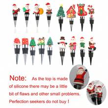 Lote de 3, 4 ó 5 Tapones reutilizables para botellas de vino con diseño aleatorio de Papá Noel, de aleación metálica, decoraciones navideñas para tapones de botellas de vino y bebidas, para fiestas de Navidad, cumpleaños y regalos
