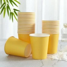 Yellow Flower Petals Design Disposable Paper Plates & Napkins, Enough For 24 Guests, Suitable For Birthday, Wedding, Party, And Family Picnics