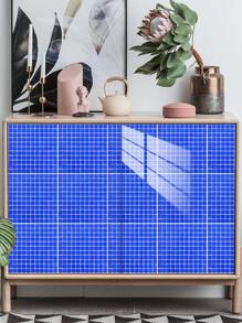 蓝色马赛克瓷砖贴纸套装或瓷砖贴纸套装自粘可拆卸可切割用于家居装饰PVC水晶膜瓷砖贴纸用于美化橱柜、餐桌、客厅、卧室、浴室、电视背景墙 - 彩色 - 查看 6