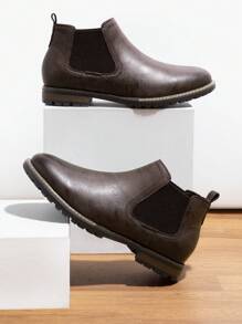 New Stock Arrival Men's Chelsea Boots Minimalist Slip-On Refined  Ankle Boots - 咖啡棕 - 查看 6